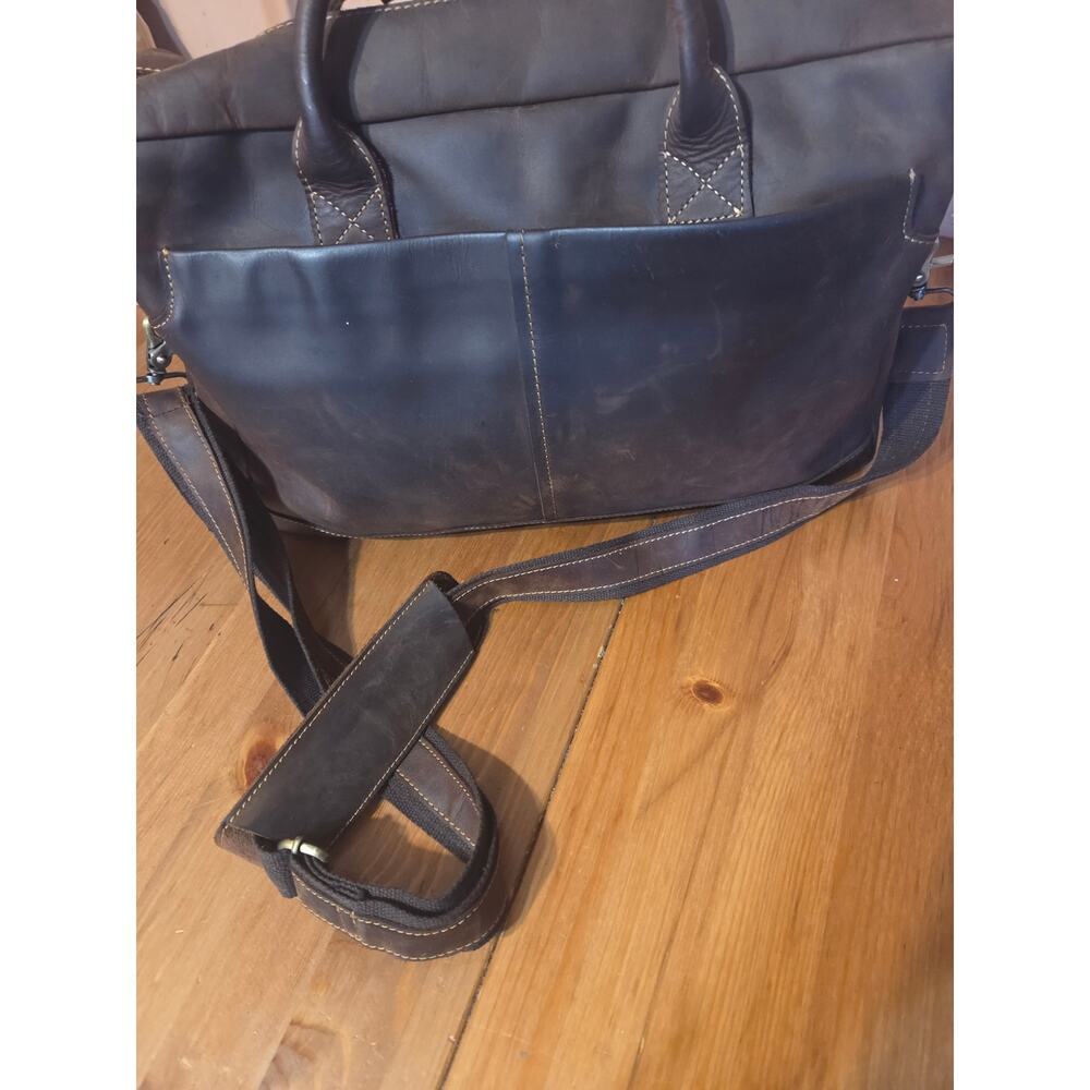 Kattee Leather Messenger Laptop Briefcase Dark Brown 17in Lots Of Storage! - Picture 7 of 10